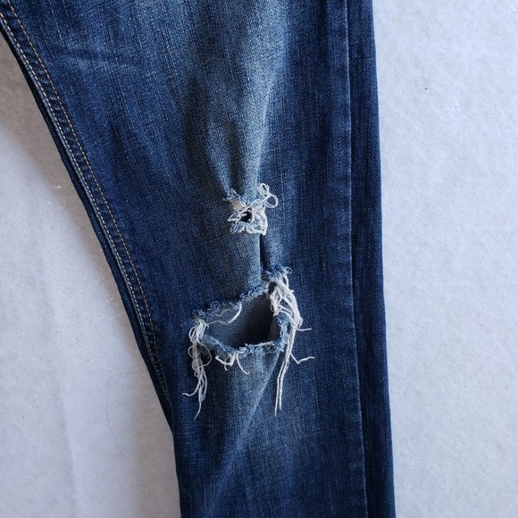 Hollister Womens Size 5R W27 L32 Jeans Blue Denim Dark Wash 5 Pockets Ripped - Picture 10 of 14